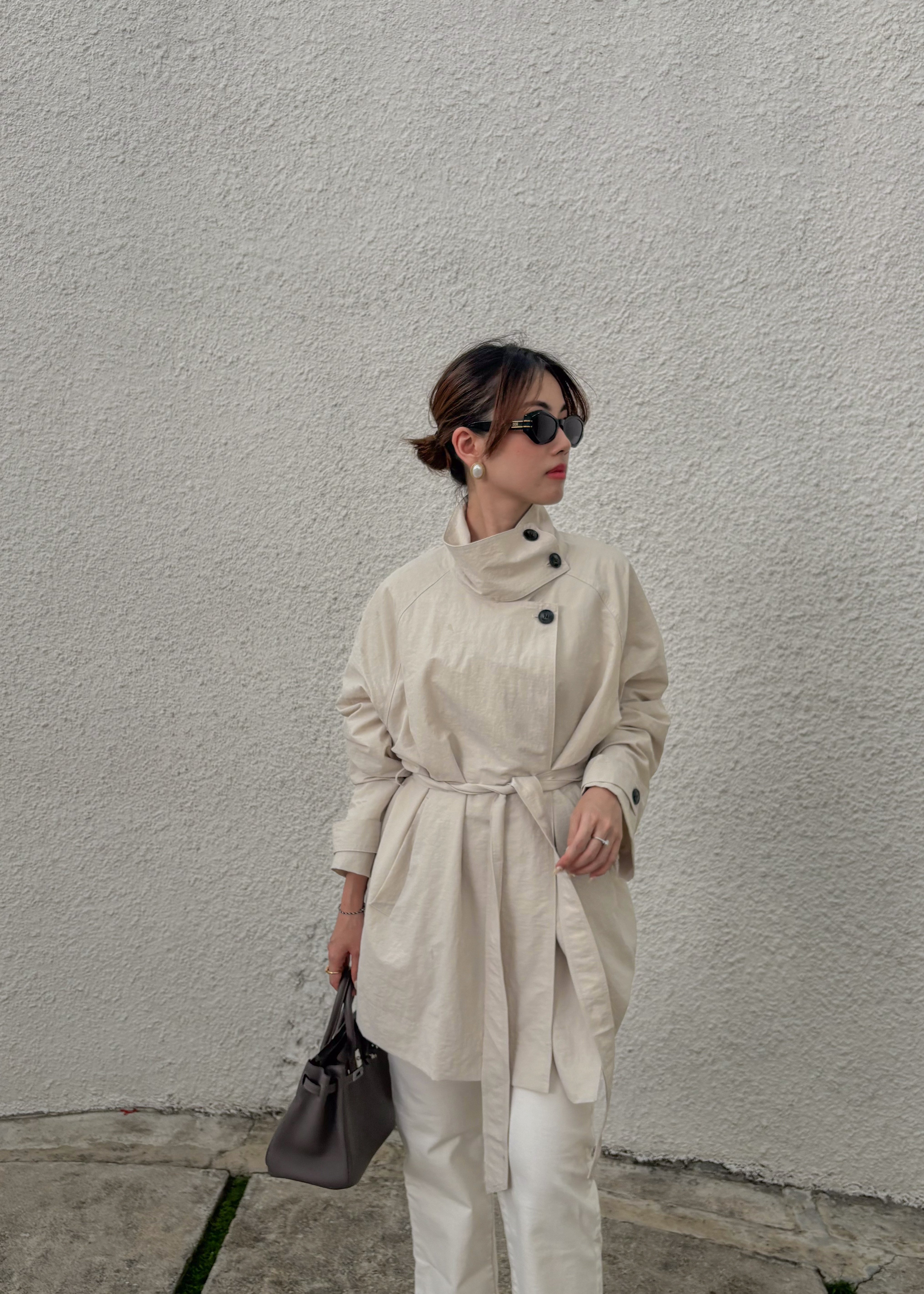 Trench Coat with Oversized Scarf Detail
